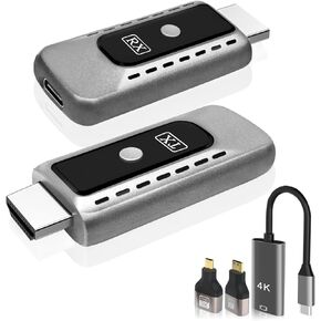 Wireless HDMI Transmitter and Receiver 4K Decode 1080P Output Plug & Play 2.4G/5G Wireless HDMI Extender Kit Portable for Streaming Video and Audio to Monitor from Laptop/PC/Projector