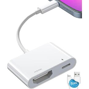 [Apple MFi Certified] Lightning to HDMI Adapter,iPhone HDMI Adapter Compatible with Lightning Port Devices for Projector/Monitor/TV