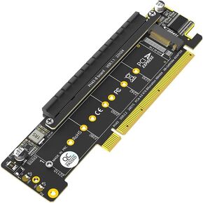 Mustpoint Dual NVMe PCIe Adapter, PCIe 4.0 X16 to Dual NVMe and 1x More PCIe x16 (x8 Signal) Adapter for M.2 NVMe SSD (PCI-e Bifurcation Required)