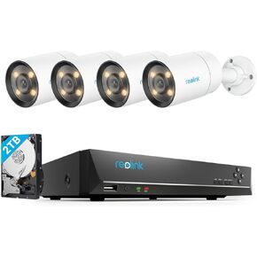 REOLINK CX410-2K PoE Security Camera Outdoor with F1.0 Aperture, 2K 8CH Network Video Recorder, 4× CX410 with 1x RLN8-410 (Built-in 2TB HDD) Video Recorder