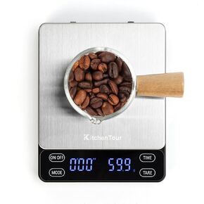 KitchenTour Espresso Scale with Timer, 3kg/0.1g High Precision Coffee Scale for Espresso Machine Pour Over Drip Coffee with 3 Modes and Back-Lit LCD Display
