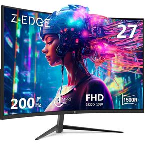 Z-Edge 27-inch Curved Gaming Monitor 16:9 1920x1080 200/144Hz 1ms Frameless LED Gaming Monitor, UG27 AMD Freesync Premium Display Port HDMI Built-in Speakers