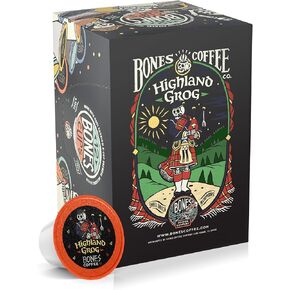 Bones Coffee Company Sinn-O-Bunn Flavored Bones Cups Coffee Pods for Single-Serve Coffee Maker Low Acid, Cinnamon Roll Flavor (12ct) in Saudi Arabia