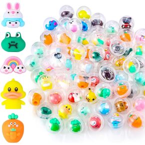 100 Pack Gumball Vending Machine Capsules with Cute Cartoon Mini Toy Small Filled Toys Capsules for Kindergarten Gift Christmas Easter Basket Stuffers Cute Egg（45mm）