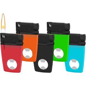 Bulk Lighters, 5 Count Pack Multi-Functional Portable Lighters Card Lighters Gift for Men Built-in Bottle Opener and Box Cutter (No Butane Gas) (S-1)