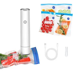 Handheld Vacuum Sealer,Uthvouxy Vacuum Sealer for Food Preservation and Storage,Mini Sealer with 5 Reusable Vacuum Bags,Portable & Rechargeable, Easy to Operate with One Hand