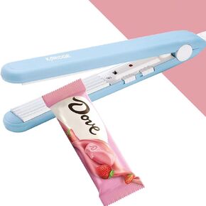 UPGRADED Mini Bag Sealer Heat Seal for Food Storage, Portable Sealing Machine Resealer Handheld Kitchen Gadget for Chip, Plastic, Color Street Nail Strips, Mylar - Blue