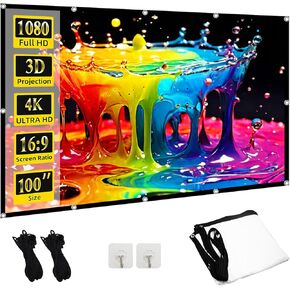 100 inch Projection Screens, TOWOND Double Sided Outdoor Projector Screen, 16:9 Foldable and Anti-Crease Portable Projector Movies Screens for Home Theater