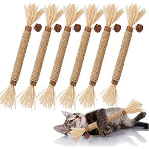 Cat Toys,6PCS Kitten Toys for Indoor Cat Catnip Toy for Chewing Cat Silvervine Stick for Cleaning Teeth Cat Dental Treat Cat Interactive Toy Snack Kitty Toy Self Play Wand Cat Mint Cat Lick