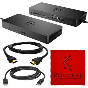 WD19TBS DELL Thunderbolt Dock Bundle - 1 Year Warranty - Dell Docking Station Dual Monitor with 180, HDMI Cable, DisplayPort Cable - Dell Laptop Docking Station USB C (Renewed)