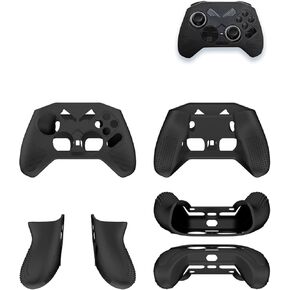 Silicone Case for FLYDIGI Vader 4 Pro PC Controller,Full Body Soft Silicone Handheld Game Console Drop-Proof Protector Case with Shockproof,Non-Slip,Anti-Collision,Black