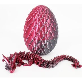 Dragon Egg 3D Printed Dragon Fidget Toys for Adults,Posable Flexible Crystal Dinosaur 3D Printed Articulated Dragon Christmas Toys Gifts for Autism/AD (Luminous)