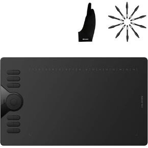Huion HS610 Graphics Drawing Tablet and Huion 10 Pack Replacement Nibs PN04 and Artist Glove