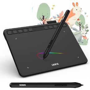 Ugee S640 6.5X4 inch Drawing Tablet with 10 Hot Keys Computer Graphic Tablet，P01D Battery-Free Stylus with 8192 Levels Pressure