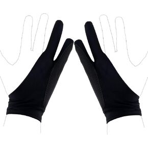 Two-Finger Artist Glove for iPad & Drawing Tablet, 7.09x2.76in Art Gloves Black Digital Drawing Palm Rejection Glove for Right Hand and Left Hand, Sketching, Inking & Graphic Art Accessories (Small)