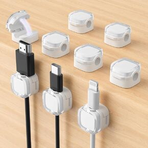 9-Pack Magnetic Cord Organizer，Magnetic Cable Clips Strong Adhesive Desk Cable Management ，Cable Management Cord Holder Organizer for Home Office Desk Phone Car Wall Desktop Nightstand (Black)