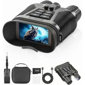 4K Night Vision Goggles, 5000mAh Full-Color Binoculars with 8X Digital Zoom, Flashlight, 32GB Card for Camping, Hunting, Security & Gifts