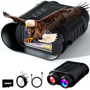 Night Vision Goggles for Hunting - 4K 5W Night Vision Binoculars with 8X Digital Zoom, Clear Visibility in Darkness, Save Photos & Videos with 32GB TF Card