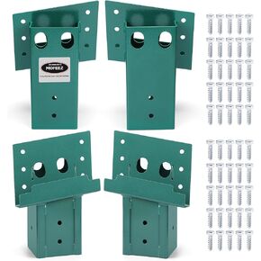 MOFEEZ Deer Stand Brackets 4x4 with Screws, Heavy Duty Elevator Bracket with Powder Coated for Deer Blind Outdoor Hunting Platform Blind Box Treehouse Shooting Shack Over 2000lb Capacity Black 4 Pack