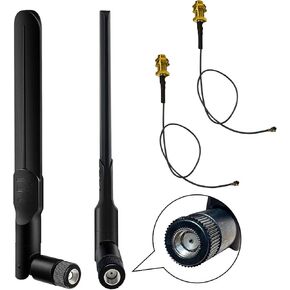 WiFi Antenna RP-SMA Male 8dBi 2.4GHz 5GHz 5.8GHz Set of 2 Dual Band Antennas Coaxial Cable to Female RP-SMA for ESP32 IP Camera Network Card M.2 NGFF WiFi Router