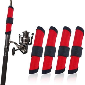 4 Pcs Rod Armour Lure Wrap 5.9 Inch Fishing Lure Covers For Rod Red Nylon Oxford Hook Covers Lure Shield Bait Storage Protector For Fishing Lure Wraps For Fishing Rod To Keep Fishermen Fishing Safe