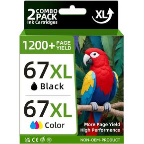 67 حبر حبر حزمة حزمة أسود/ملون متوافق مع HP Ink 67 XL High High 67XL Printer Ink Fit for Deskjet 2755e 2855e 4155e 2800e 2700e 2734e for envy 6055e 6000 6455e printer printer