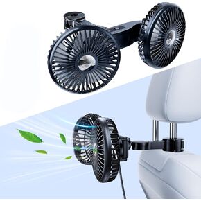 Car Fans for Rear Seat,Portable USB Fan with Adjustable Clip,360° Rotatable Backseat Cooling Air Fan with 3 Speeds Regulation for SUV, RV, Vehicles