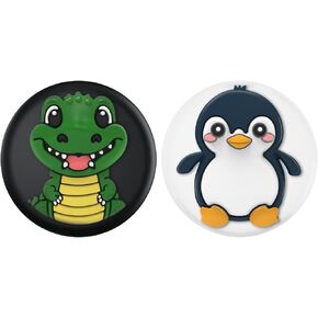 Bingcok for Air Tags-2 Pack Apple Kids Hidden Case, Cute Cartoon Airtag Holder for Kids with Invisible Pin, Anti Lost, for Children, Elderly, Luggage, Clothing (1-Pink Purple)