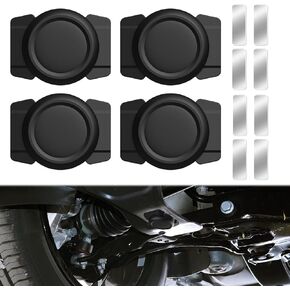 4Pcs Hidden Magnetic Airtag Holder, Black Silicone Convenient Find Quickly Anti-Loss Airtag Case with Self-Adhesive Metal Sheet Suitable for Laptop Car Bike Metal Surfaces