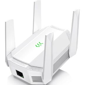 AX3000 WiFi 6 Extender, Dual Band WiFi Extender Signal Booster, Internet Booster with Gigabit Ethernet Port, Covers Up to 12,000sq.ft and 99 Devices, Faster Speed and Easy Setup, Black