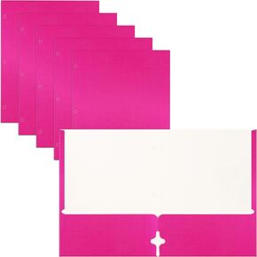 2 Pocket Portfolio Folders, 25 Pack, Trendy Cool Colors, Fits Letter Size Paper, for School, Office, Home, Matte Finish (Hot Pink)