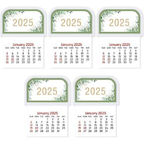 5 Pcs 2025 Mini Stick on Calendar Small Monthly Peel and Stick Adhesive Calendar for Car Wall Business Cards Auto Truck Laptop Fridge Home Office(Seaside)