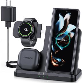 Wireless Charger for Samsung Charging Station Compatible for Galaxy Watch 7 6 Classic 5 Pro S24 S23 S22 Ultra Plus Z Fold Flip 6 5 4 3(NOT for Watch Ultra)
