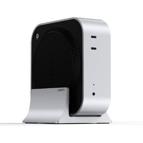 M4 Mac mini Vertical Stand Holder, a Solid Metal Base Organizer Compatible with Apple M4/M4 Pro Mac mini to Improve heatsink and Power Button Operation - Silver