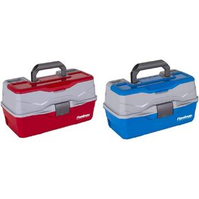 Flambeau Outdoors Classic Tray Tackle Boxes - 3-Tray Red/Gray and 2-Tray Blue/Gray