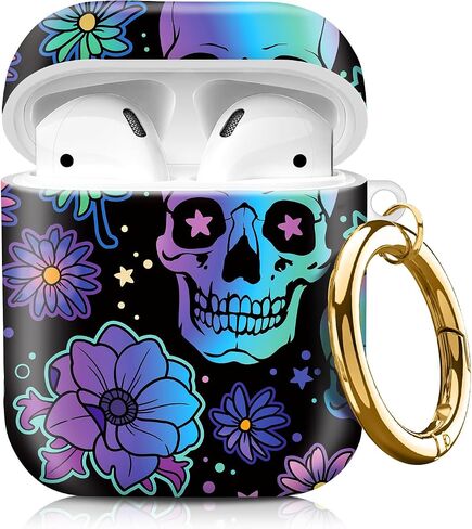 Compatible with AirPod 1/2 Case Cover with Golden Keychain, TPU Protective Shockproof Case for AirPod 1st&2nd Generation for Girls Women（Cute Watercolor Flowers in Saudi Arabia