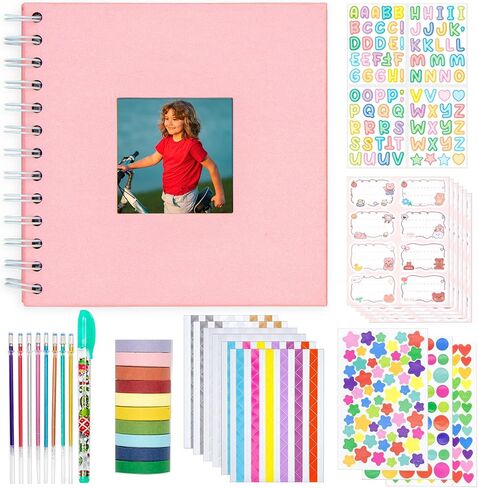 ألبوم صور قصاصات الأطفال ، ألبوم ، ألبوم صور DIY ، ورقة طباعة الكاميرا الفورية للأطفال مع إكسسوارات DIY (أبيض) in Kuwait