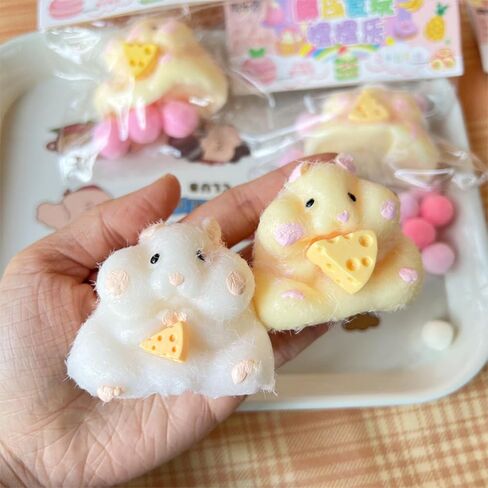 Taba Squishy Hamster, Soft Tactile Hamster Stress Relief Toys, Fidget Squezze Toys Hamster for Kids & Adult (White-A) in Saudi Arabia