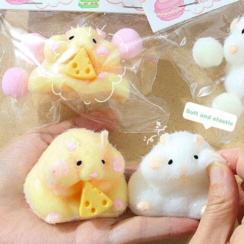 Taba Squishy Hamster, Soft Tactile Hamster Stress Relief Toys, Fidget Squezze Toys Hamster for Kids & Adult (White-A) in Saudi Arabia