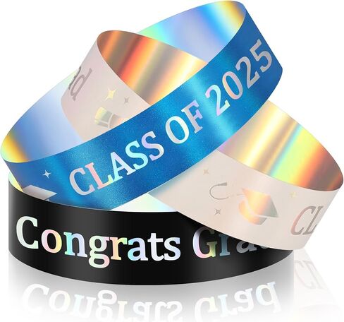 500 Pcs Class of 2025 Wristbands Congrats Grad Plastic Wristband Waterproof Graduation Bracelets Bulk Graduation Class Gifts for Teacher Student Graduation (Black, White) in Saudi Arabia