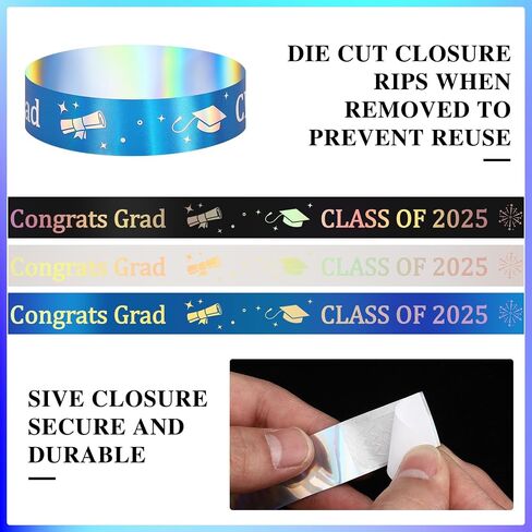500 Pcs Class of 2025 Wristbands Congrats Grad Plastic Wristband Waterproof Graduation Bracelets Bulk Graduation Class Gifts for Teacher Student Graduation (Black, White) in Saudi Arabia