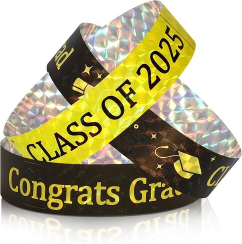 500 Pcs Class of 2025 Wristbands Congrats Grad Plastic Wristband Waterproof Graduation Bracelets Bulk Graduation Class Gifts for Teacher Student Graduation (Black, White) in Saudi Arabia