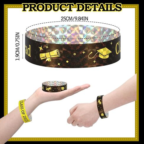 500 Pcs Class of 2025 Wristbands Congrats Grad Plastic Wristband Waterproof Graduation Bracelets Bulk Graduation Class Gifts for Teacher Student Graduation (Black, White) in Saudi Arabia