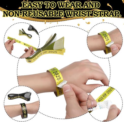 500 Pcs Class of 2025 Wristbands Congrats Grad Plastic Wristband Waterproof Graduation Bracelets Bulk Graduation Class Gifts for Teacher Student Graduation (Black, White) in Saudi Arabia