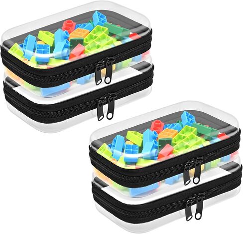 2 PCS Clear Zippered Hard Pouch, Durable, Waterproof Storage Case for Cosmetics, Jewelry, Toys, and Office Supplies, Hard Shell Zipper Case for Home, Travel, and Outdoor Use (7.1"x4.4"x2.5", 2 Count) in Saudi Arabia