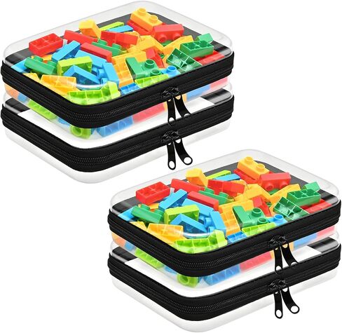 2 PCS Clear Sheippered Hard Capouch ، Date ، Date ، مقاومة للتخزين للماء لمستحضرات التجميل ، المجوهرات ، الألعاب ، واللوازم المكتبية ، علبة السوستة الصلبة الصلبة للمنزل والسفر والاستخدام في الهواء الطلق (7.1 "x4.4" x2.5 "، 2 COUNT) in Saudi Arabia