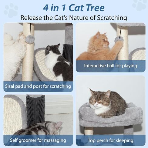 Cute Small Cat Tree,Tall Cat Tree with Condo for Cats,Cat Tree Tower with Sisal-Covered Scratching Post,Cat Play House and Cozy Perch for Cats Playing and Relaxing in Kuwait