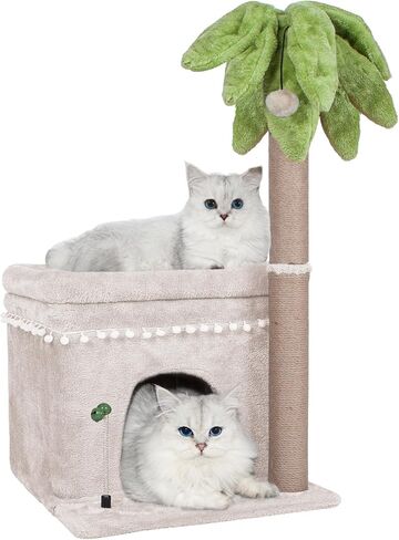 Cute Small Cat Tree,Tall Cat Tree with Condo for Cats,Cat Tree Tower with Sisal-Covered Scratching Post,Cat Play House and Cozy Perch for Cats Playing and Relaxing in Kuwait