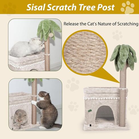 Cute Small Cat Tree,Tall Cat Tree with Condo for Cats,Cat Tree Tower with Sisal-Covered Scratching Post,Cat Play House and Cozy Perch for Cats Playing and Relaxing in Kuwait