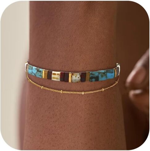 Tila Tile Beaded Bracelet for Women Boho Bracelets Jewelry Gifts Stackable Stretch Bracelets Gold Bracelet Stack Cute Jewelry Stocking Stuffers for Women in Saudi Arabia